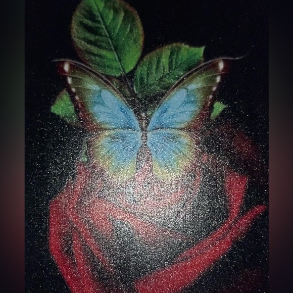 iPhone 13 Pro Black W/ Butterfly Rose Art Silicone Soft Protective Phone Case - Picture 5 of 6